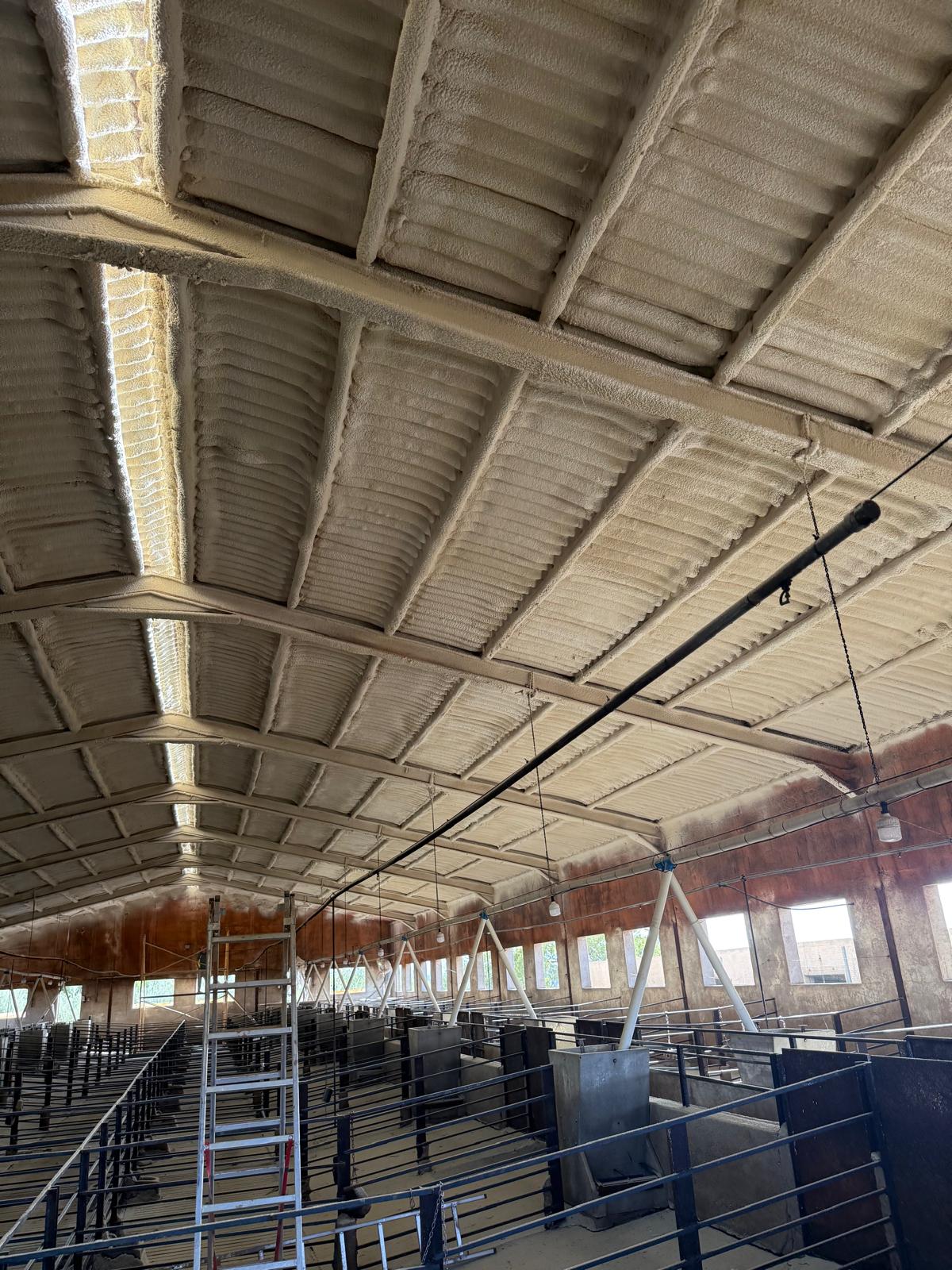 Interior de nave con la cubierta aislada